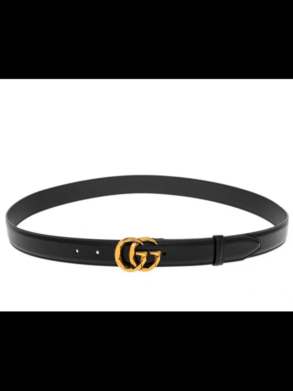 Gucci Black Leather Belt with Gold Interlocking GG Buckle